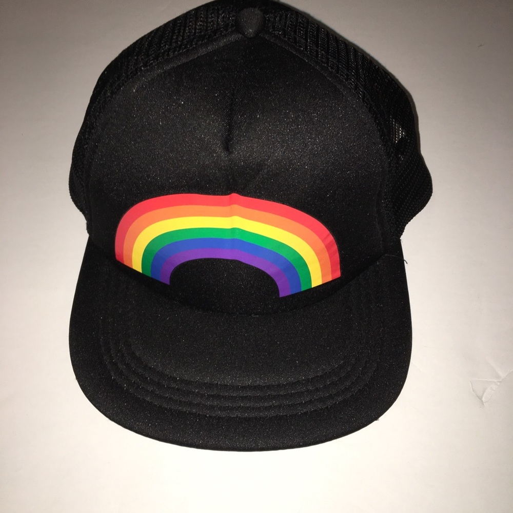 Black Net Hat With Rainbow